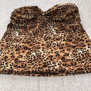 FOXY JEANS animal print large, swim suit top/ corset like top. Bra on inside.